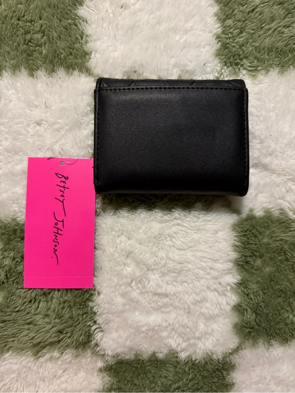 Betsey Johnson Black Quilted Heart Compact Wallet